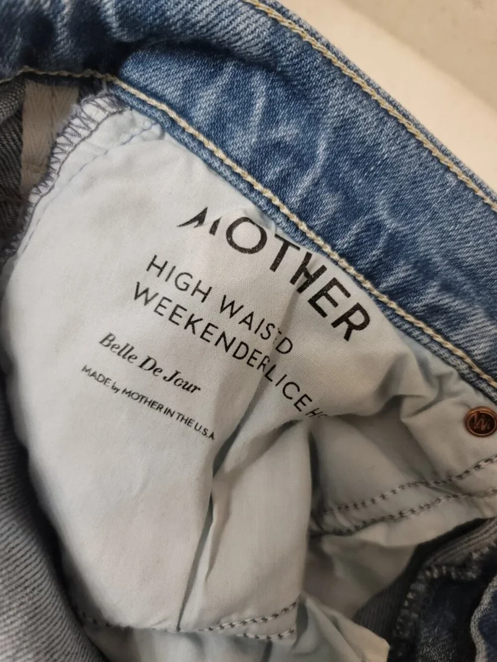 MOTHER Light Blue High-Rise Straight Jeans